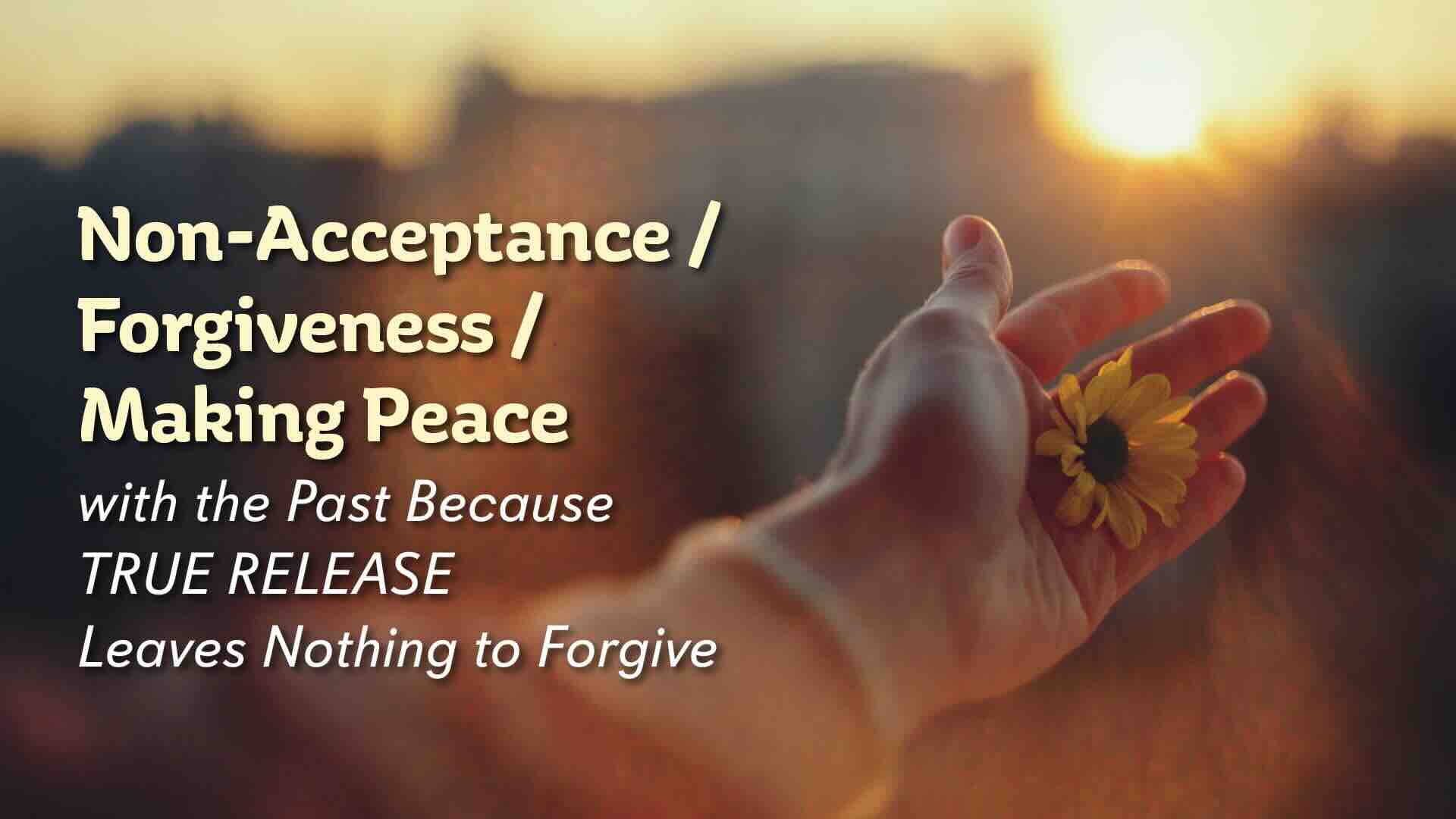 Non-Acceptance / Forgiveness / Making Peace with the Past Because True Release Leaves Nothing to Forgive